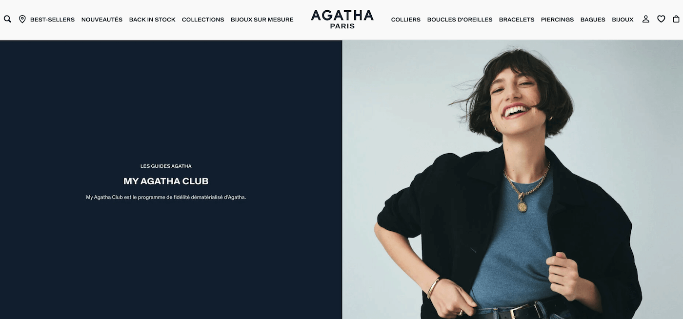 Capture d'écran de la page My Agatha Club