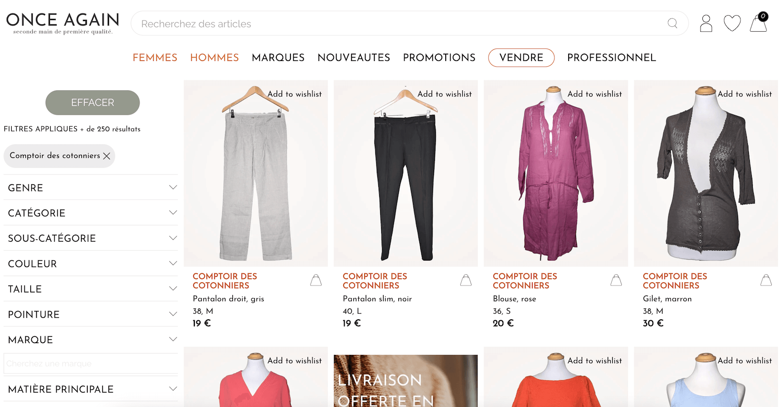 Pièces Comptoir des Cotonniers d'occasion sur Once Again