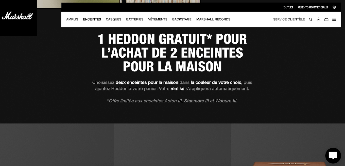 Page bundles multi-enceintes de marshall.com avec exemples de packs Heddon et Iconic Duo Deal