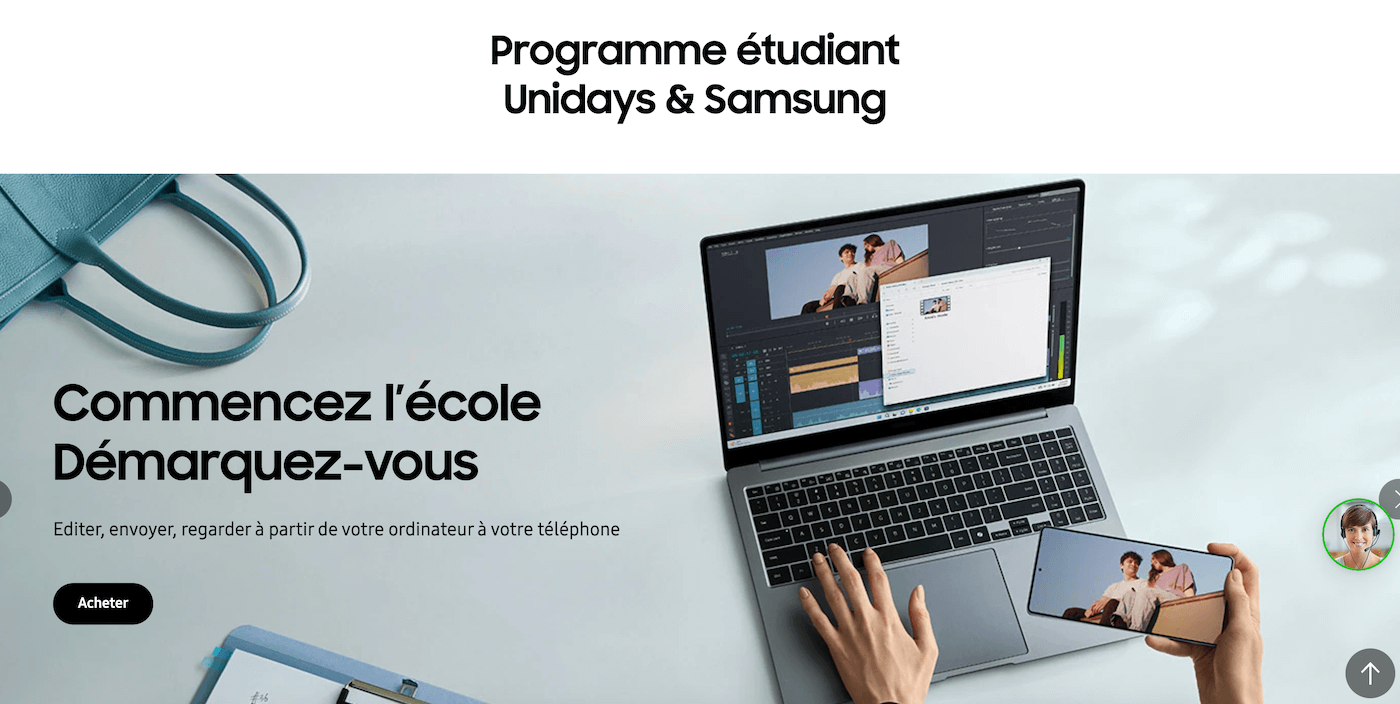 Capture d'écran de l'application Samsung Shop avec codes exclusifs