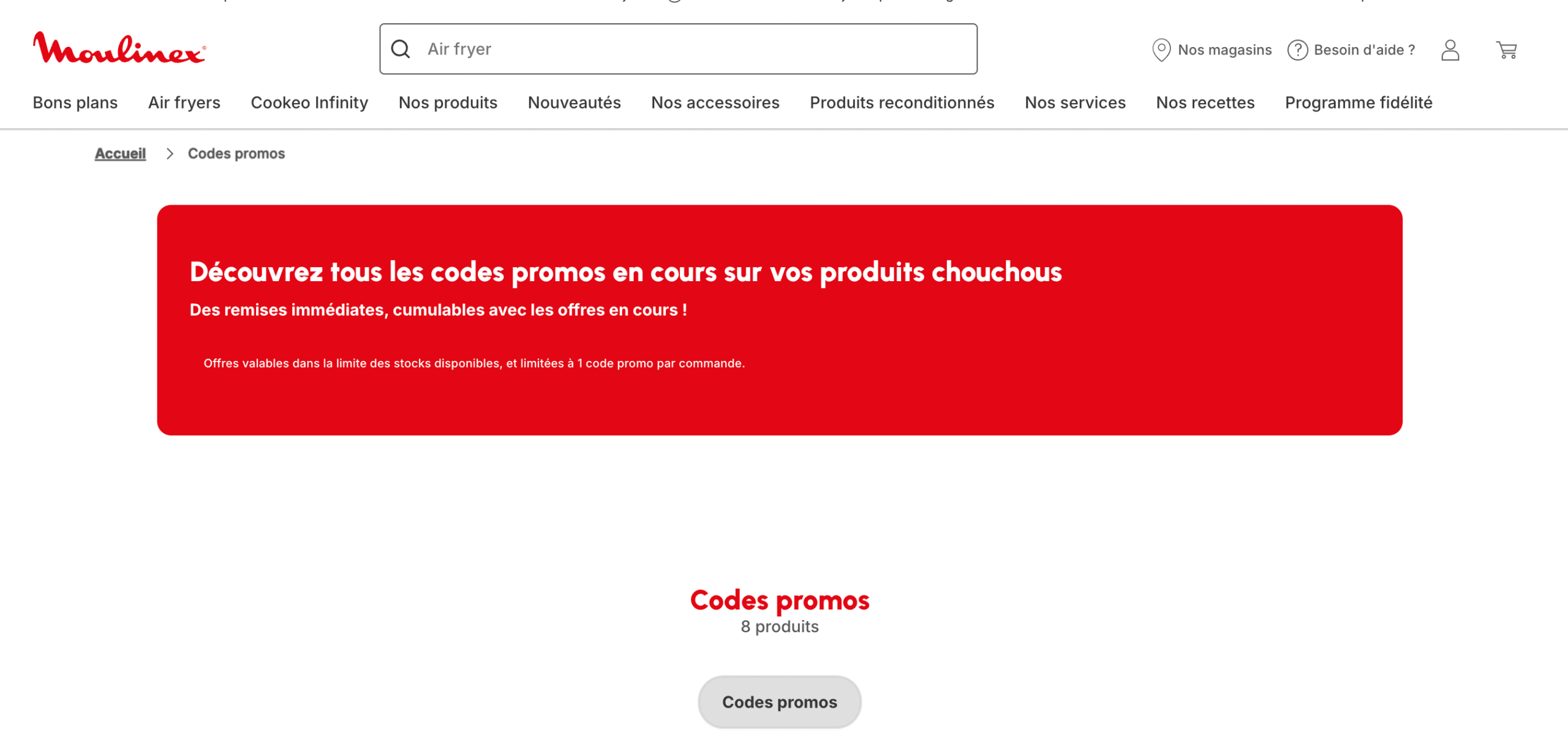 codes promos officiels moulinex